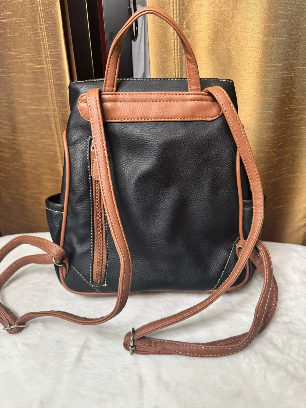 MultiSac Black & Brown Mini Backpack Convertible Travel Everyday Bag